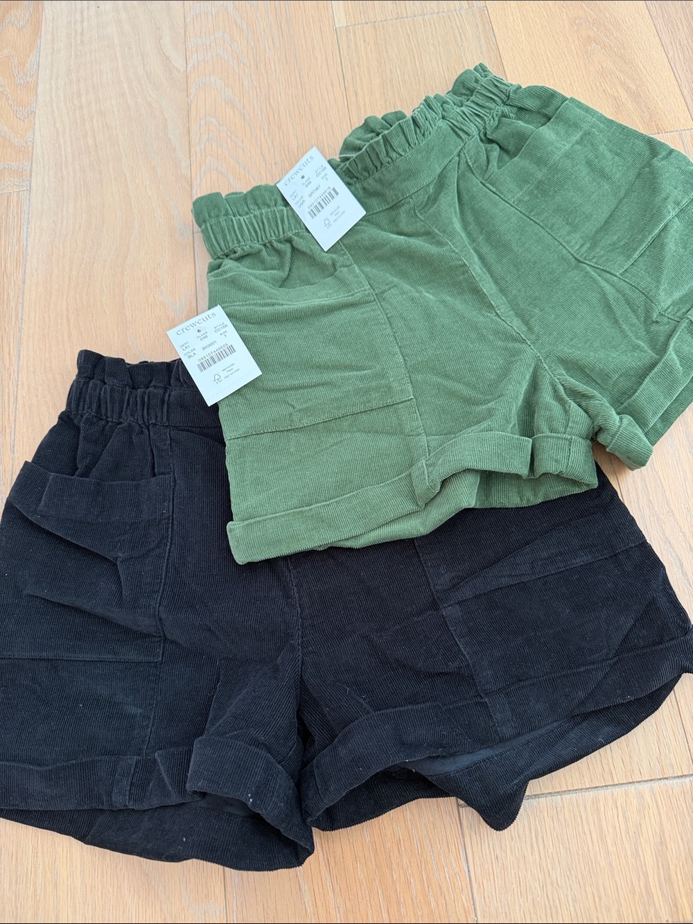 Crewcuts NWT Girls Corduroy Pull-On Shorts in Green and Black
